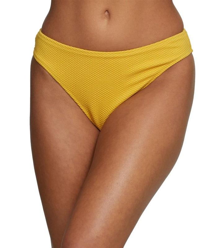 NWOT Minkpink Alexa S Solid Yellow Textured Cheeky Bikini Swim Bottom #99784