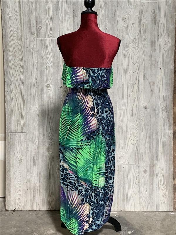 NWT Sibeijiao Key Hole Lace Back Sundress Purple & Black Chevron Print Large 02