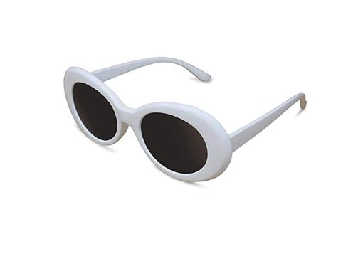 NWT Foster Grant Beach Blast Retro Round Smoke Sunglasses White UV400 87219