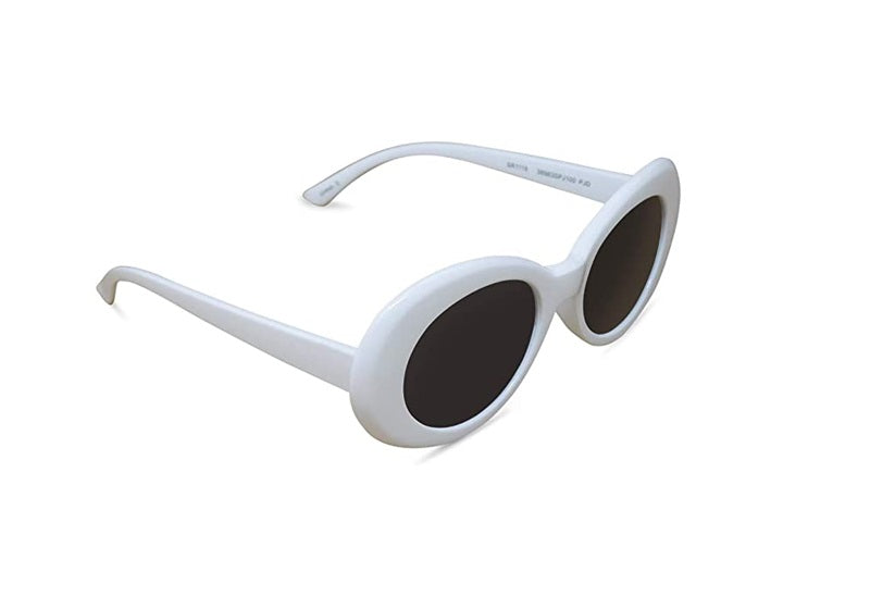 NWT Foster Grant Beach Blast Retro Round Smoke Sunglasses White UV400 87219