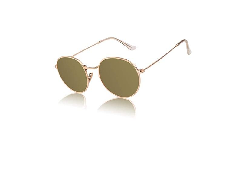 NWT LINVO Retro Round Circle John Lennon Polarized Sunglasses Gold Unisex 86358