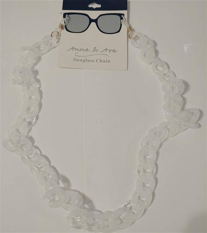 Anna & Ava Eye Glasses White Tortoise Thick Translucent Chain 82334