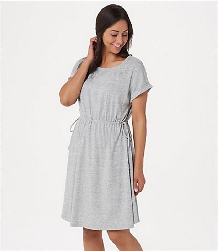 NWt AnyBody M Cozy Knit Cinched Waist Dress Gray 75134
