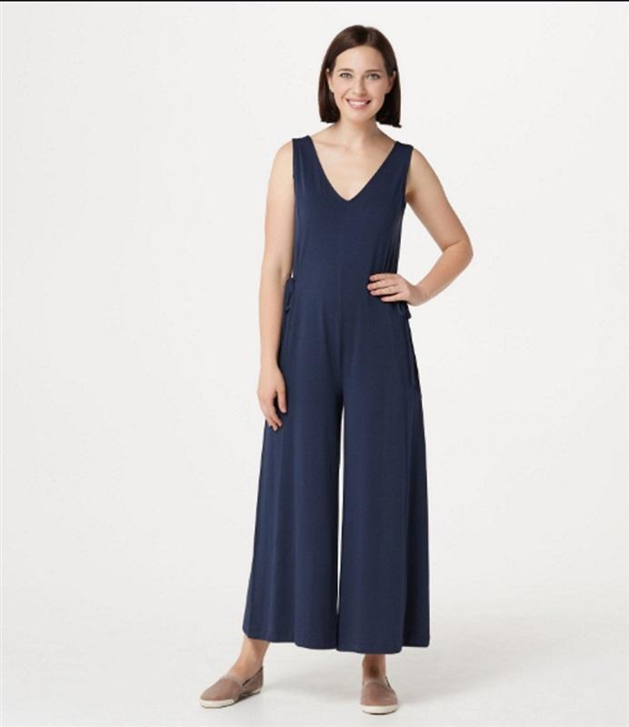 NWt Anybody XS Cozy Knit Wide leg Jumpsuit Navy Blue #73767