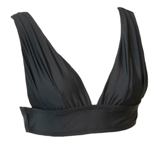 Ashley Graham Black Bikini Top With Mesh Cut Outs Sz 4 86422