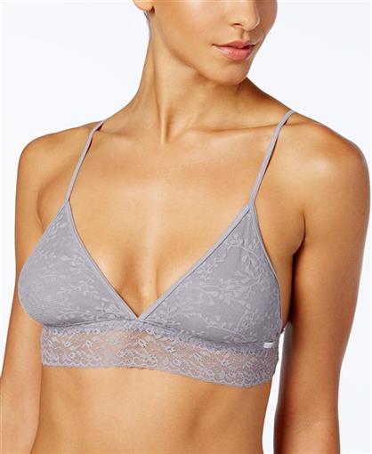 NWOT Calvin Klein XS Bare Lace Triangle Bralette QF4239 Gray 79535