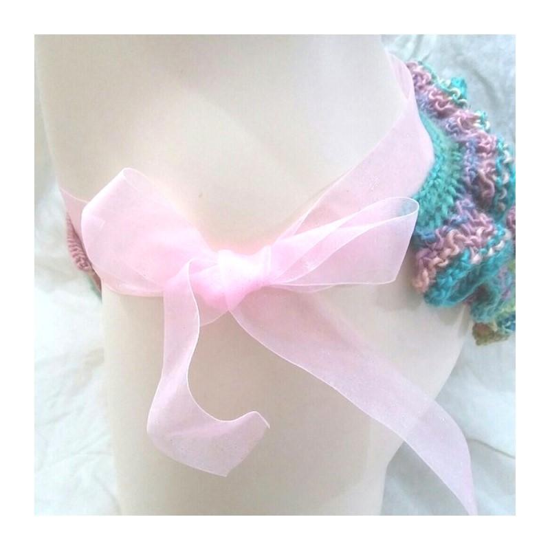 NEW Handmade S/M Crochet Lace & Ribbon Couture Ruffled Mermaid Knickers Panties