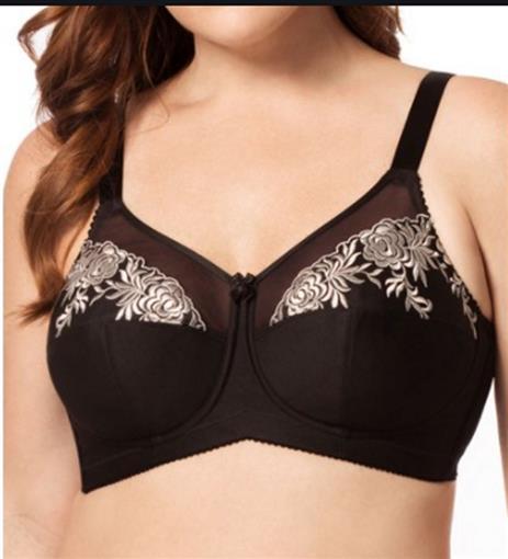 Pre Owned Elila 36F Embroidered Full-Figure Bra 1301 Black #79781