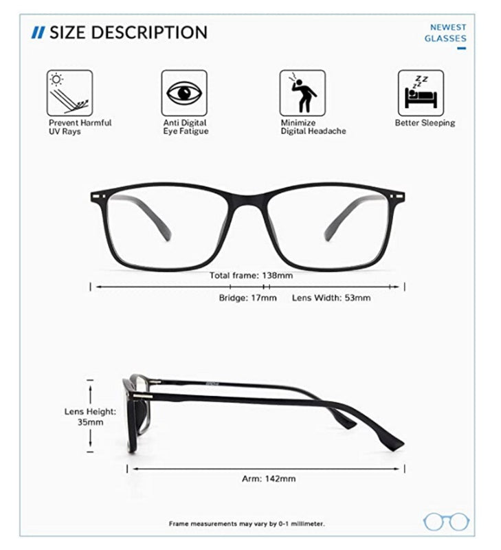 Gaoye Blue Light Blocking Computer Gaming Anti UV Nerd Square Eye Glasses 84020