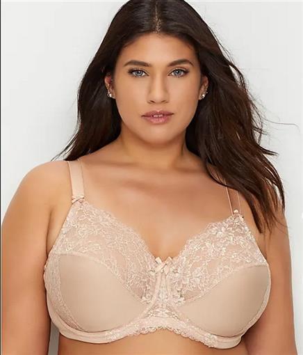 NEW Glamorise Elegance Lacy Multi Part Wonderwire Bra 9035 Beige 34G #80099
