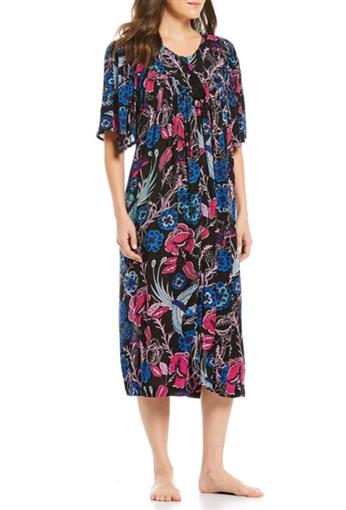 NEW Go Softly SM Patio Dress Kaftan Black Pink Blue Tropical Print #77556