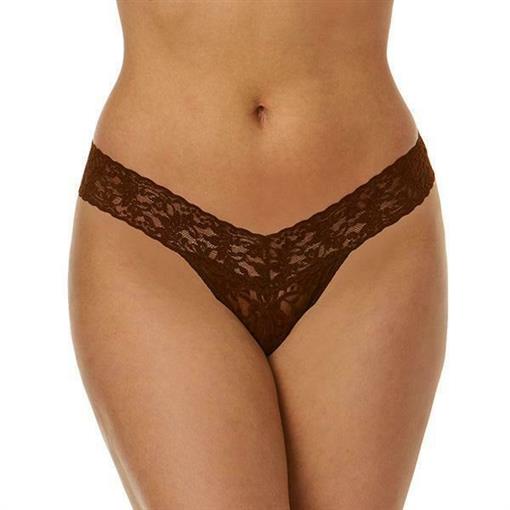 NEW Hanky Panky 1pr Brown Signature Lace Low Rise Thong Underwear 84768