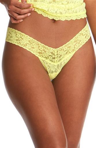 NEW Hanky Panky 1 Yellow Plus Signature Lace Original Rise Thong Underwear 86111