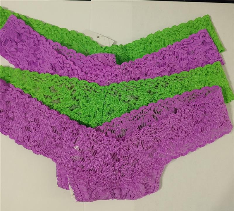 NEW Hanky Panky 4PR Purple & Green Signature Lace Low Rise Thong Underwear 82384