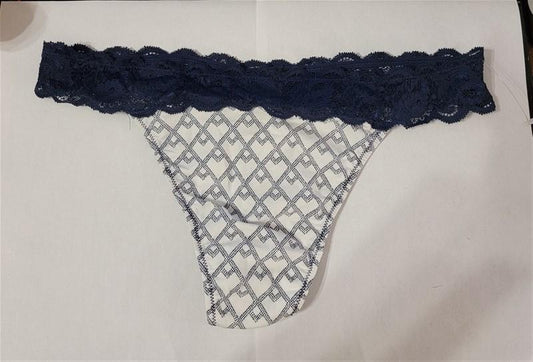 NEW Cosabella Plus 1X Hanna Lace & Cotton Thong Underwear 1pr Blue #84782