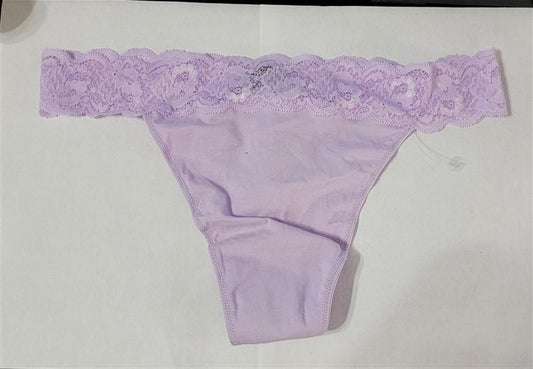 NEW Cosabella Plus 1X Hanna Lace & Cotton Thong Underwear 1pr LT Purple #84777
