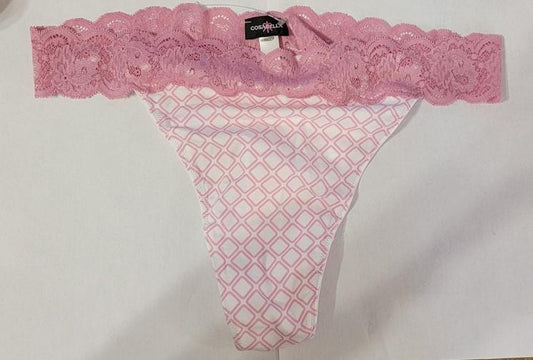 NEW Cosabella Plus 1X Hanna Lace & Cotton Thong Underwear 1pr Pink #84780