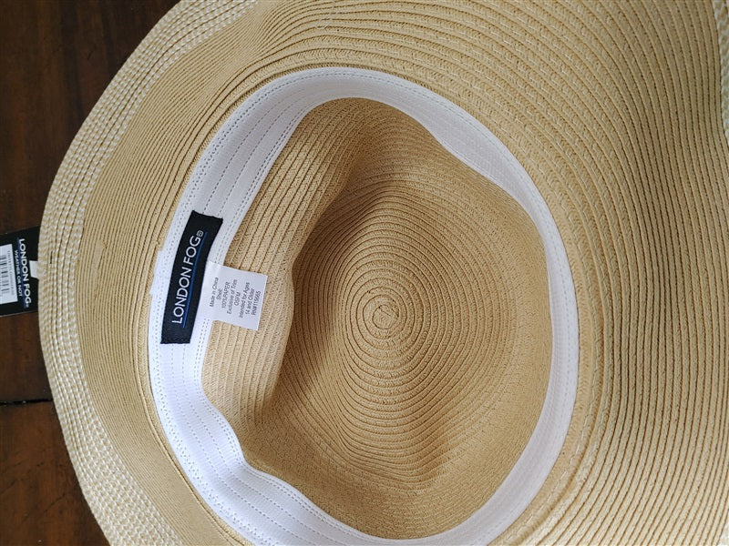 NWT London Fog Large Floppy Sun Hat Grosgrain Ribbon Beige 76552