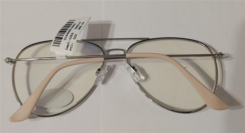 Marvy Aviator Frame Silver Wire Glasses Nerd Blue Light Readers 0.00 82339