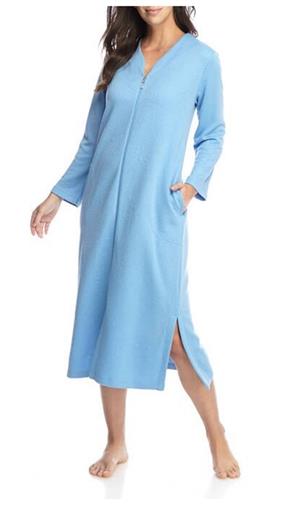 New Miss Elaine Quilt Knit Long Zip Robe 867829D S #77620
