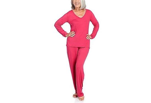 NEW Everyday Koze by Harve Benard Long Sleeve V-Neck Pajama Set M Beet Red 89603