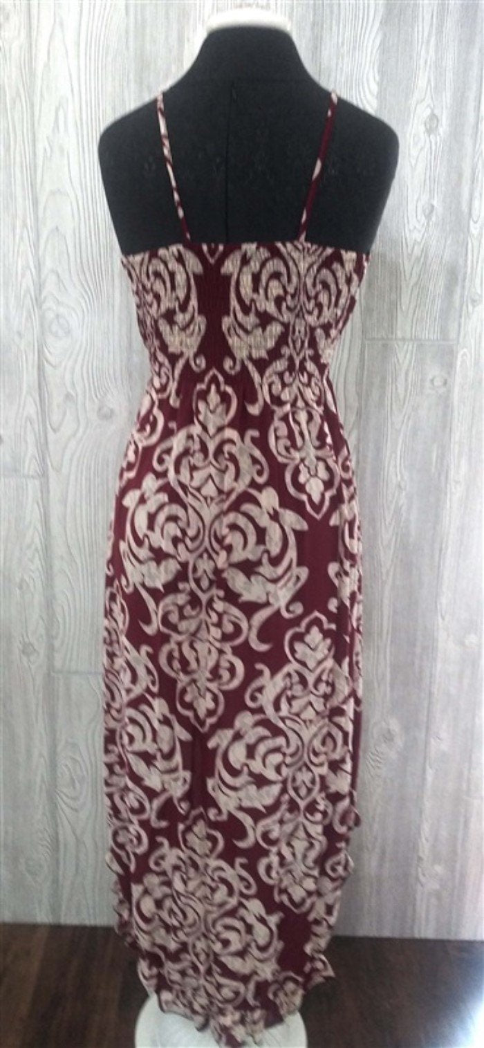 NWT Fleur De Lis Scrolling Stretch Sundress Midi High-Low Dress XXL Red #22