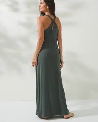 NWT Soma XXL Weekend Halter Maxi Bra Dress Olive Green #91923