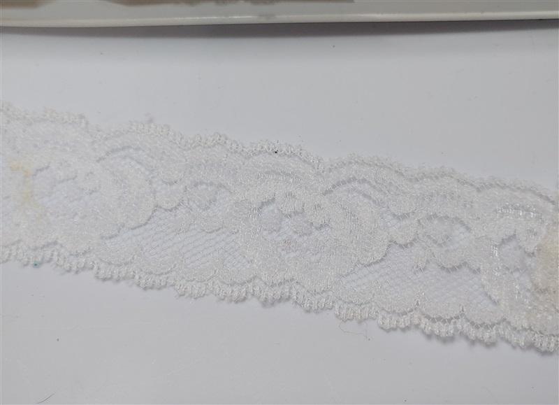 Vintage 22yds White Floral Flat Lace Trim 1" Wide 81245