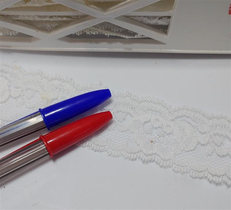 Vintage 22yds White Floral Flat Lace Trim 1" Wide 81245