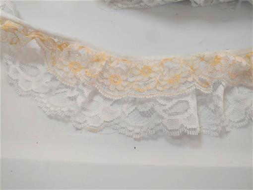 23Yds Vintage Sew Easy Double White & Yellow Floral 2" Wide Lace Trim 81234