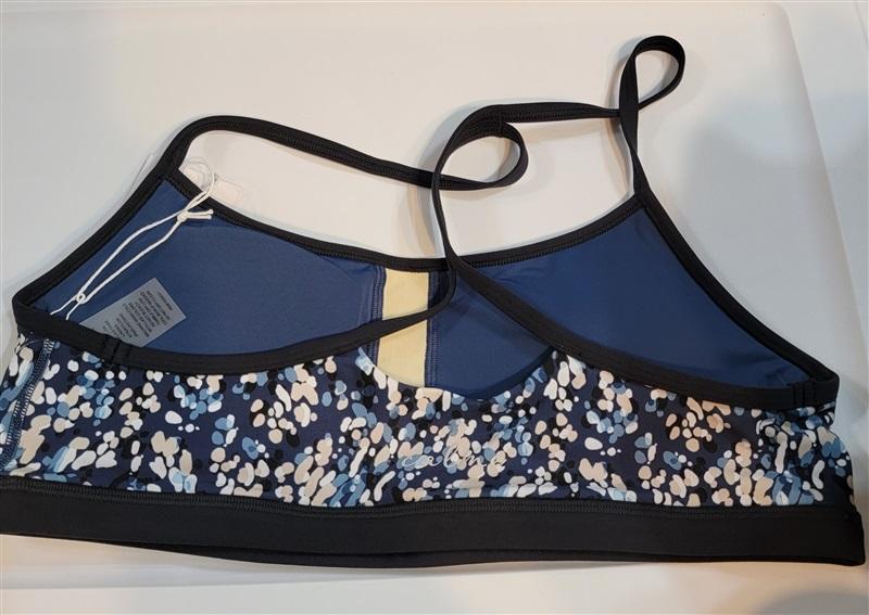 NWT Calme L Endure Sports Yoga Bra Cropped Tank Top Blue Polka Dot 100022