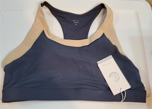 NWT Calme Endurance Color Block Sports Bra Sz XL Blue 100025