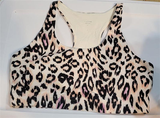 NWT Calme Endurance Sports Bra Sz L Cheetah 100032