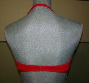 NWOT Jag Red Stripe Bandeau Bikini L Top S Bottom Swimsuit #100057