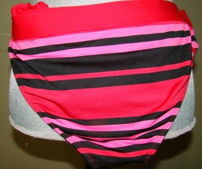NWOT Jag Red Stripe Bandeau Bikini L Top S Bottom Swimsuit #100057