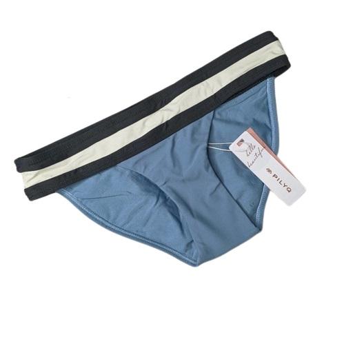 NWT Pilyq Sky Blue S Color Block Banded Cheeky Bikini Swim Bottom #100082