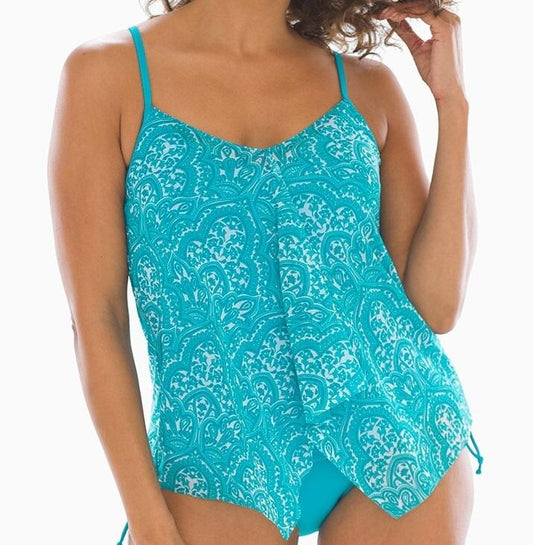 NWT Beach House La Boheme SZ 10 Blue Layered Underwired Tankini Swim Top #100082