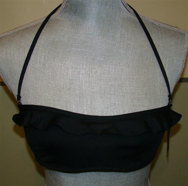 NWT BCBG Max Azria Ruffle Bikini Bandeau Top & Bottom Black M 100094