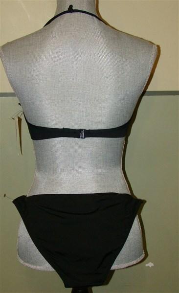 NWT BCBG Max Azria Ruffle Bikini Bandeau Top & Bottom Black M 100094