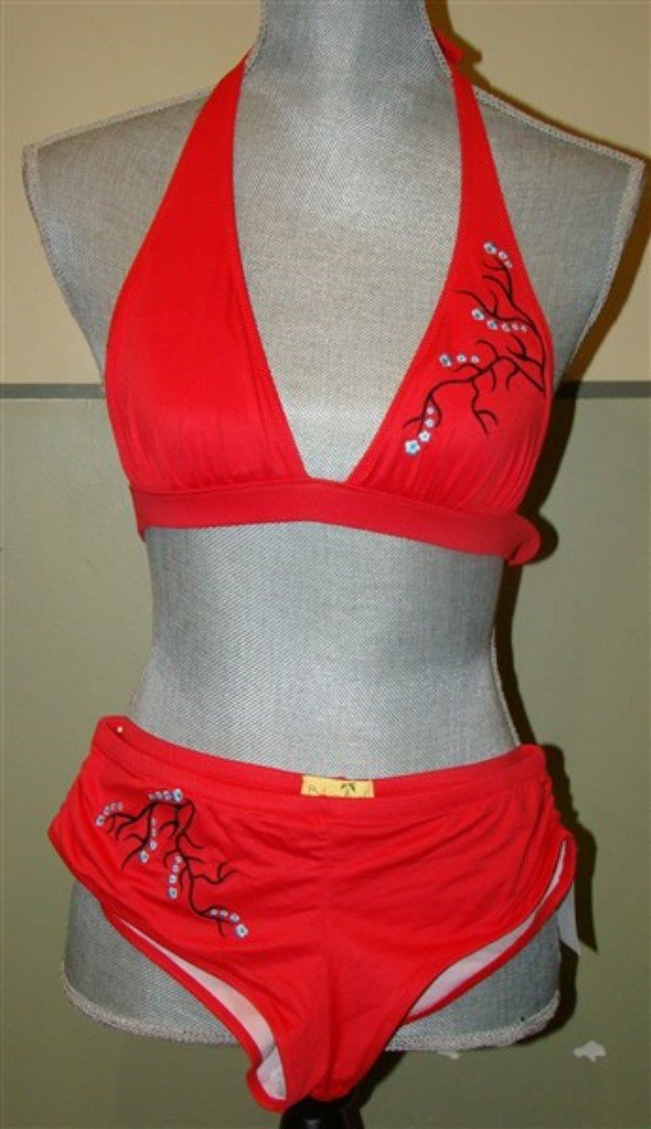 NWOT Bikini Thief St Barts Red Bikini Top Bottom Cheeky Swimsuit 100098