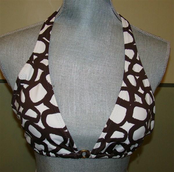 NWT BCBG Max Azria LG Painted Square Tie Bikini Halter Top & Bottom BROWN 100099