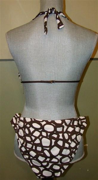 NWT BCBG Max Azria LG Painted Square Tie Bikini Halter Top & Bottom BROWN 100099