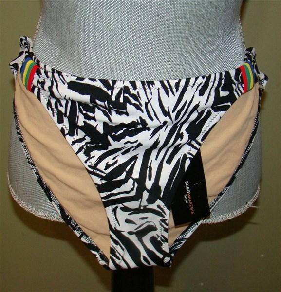 NWT BCBG Max Azria Bikini Tribal Brush Halter Top M Bottom L Black White 100104