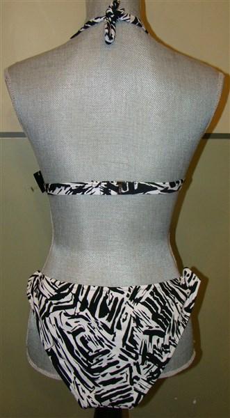 NWT BCBG Max Azria Bikini Tribal Brush Halter Top M Bottom L Black White 100104
