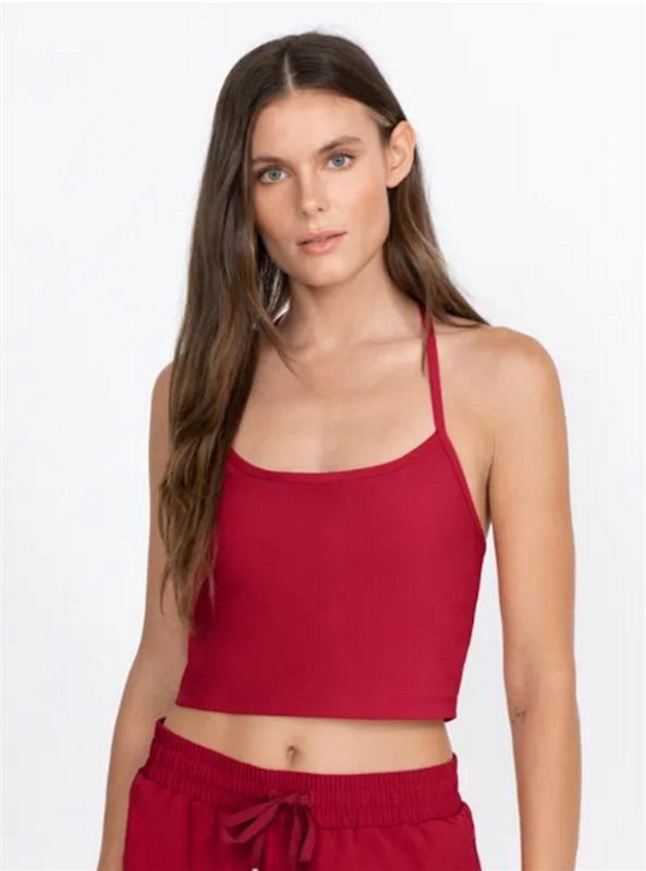 NWOT Calme L Endurance Cross Back Cami Burgundy 100108