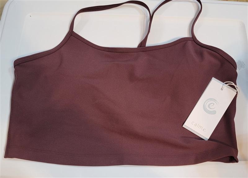 NWOT Calme L Endurance Cross Back Cami Burgundy 100108
