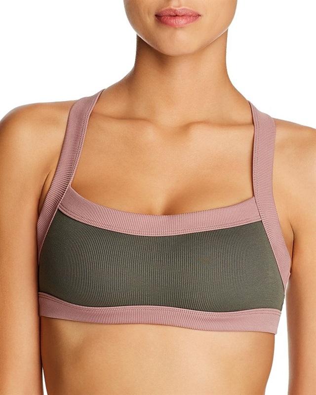 NWT Dolce Vita Color Block M Racerback Ribbed Banded Bikini Swim Top #100142