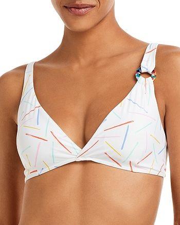 NWT Onia Claire Dash M White Halter Ring Triangle Bikini Swim Top #100156