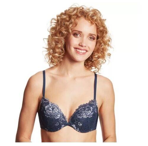 NWT Maidenform 38D Love the Lift Satin Push-Up Bra DM9900 Blue #100159