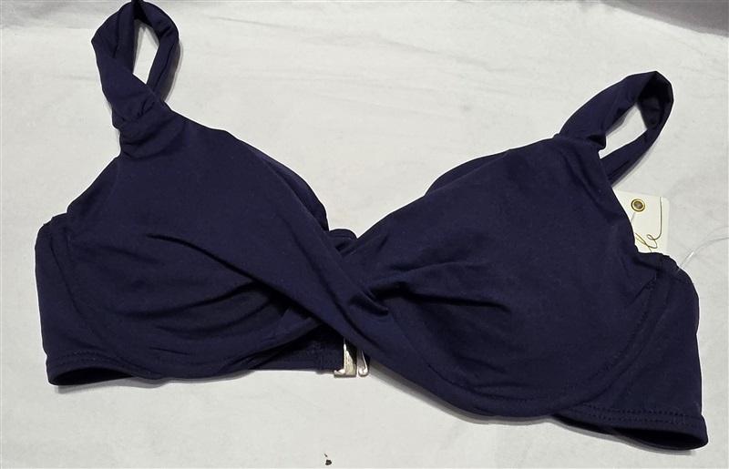 NWT Anne Cole Lovely Solids 36DD Navy Twist Underwired Bikini Swim Top #100236